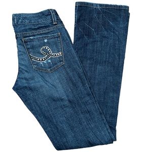 Seven 7 Women's Boot Cut Rhinestone On Back Pockets Jeans Size 27